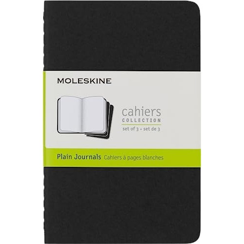 Moleskine Set Di 3 Quaderni 9x14 Pagina Bianca Copertina Nera in Cartoncino