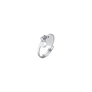 ANELLO DONNA IN ACCIAIO CON CUORE E ZIRCONE BIANCO