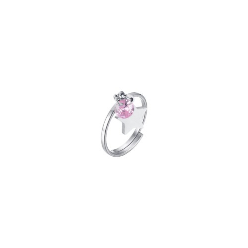 ANELLO DONNA IN ACCIAIO CON STELLA E ZIRCONE ROSA