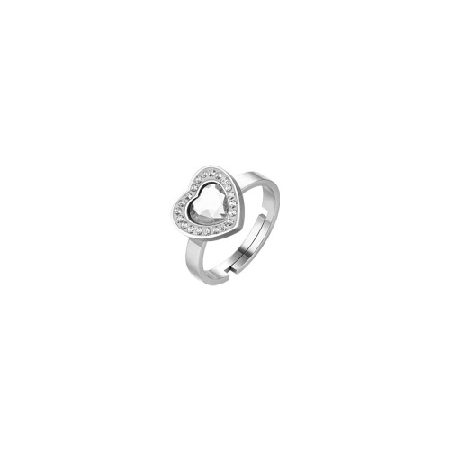 ANELLO DONNA IN ACCIAIO CUORE CRISTALLO BIANCO E CRISTALLI BIANCHI