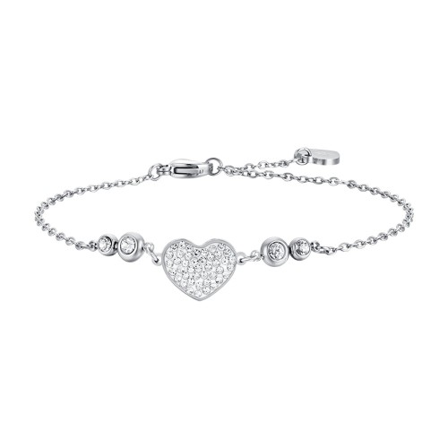 BRACCIALE DONNA IN ACCIAIO CON CUORE CON CRISTALLI BIANCHI