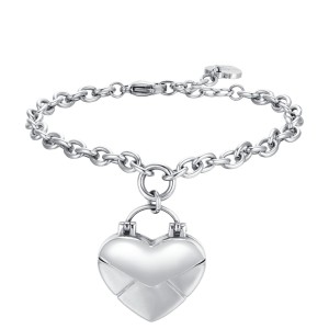 BRACCIALE DONNA IN ACCIAIO CON CUORE LETTERA