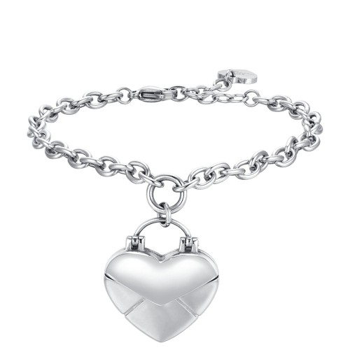 BRACCIALE DONNA IN ACCIAIO CON CUORE LETTERA