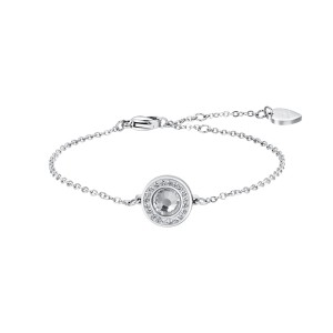 BRACCIALE DONNA IN ACCIAIO ELEMENTO CRISTALLO BIANCO E CRISTALLI BIANCHI