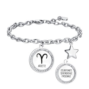 BRACCIALE DONNA IN ACCIAIO SEGNO ZODIACALE ARIETE PIASTRA