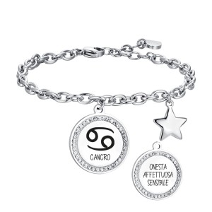 BRACCIALE DONNA IN ACCIAIO SEGNO ZODIACALE CANCRO PIASTRA