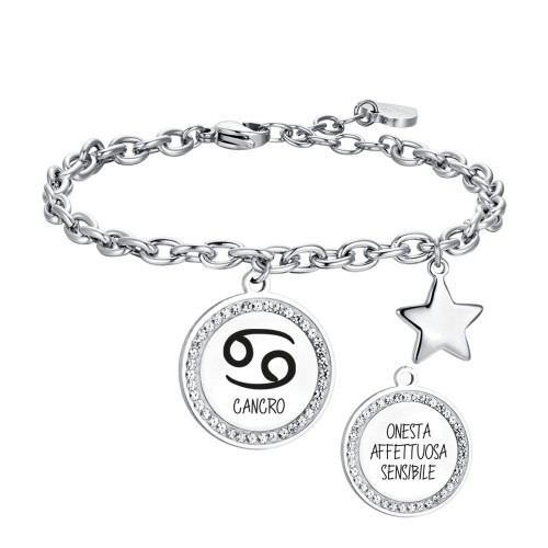 BRACCIALE DONNA IN ACCIAIO SEGNO ZODIACALE CANCRO PIASTRA