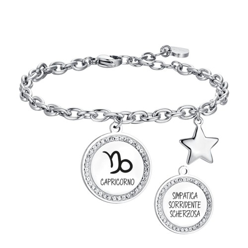 BRACCIALE DONNA IN ACCIAIO SEGNO ZODIACALE CAPRICORNO PIASTRA