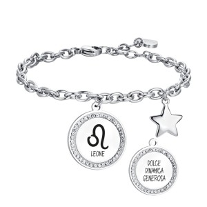 BRACCIALE DONNA IN ACCIAIO SEGNO ZODIACALE LEONE PIASTRA