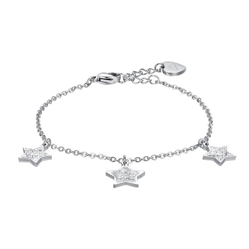 BRACCIALE DONNA IN ACCIAIO STELLE CON CRISTALLI BIANCHI