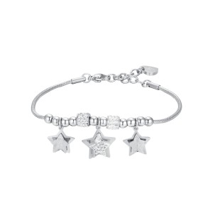 BRACCIALE DONNA IN ACCIAIO STELLE CON CRISTALLI BIANCHI