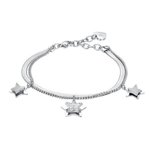 BRACCIALE DONNA IN ACCIAIO STELLE CON CRISTALLI BIANCHI