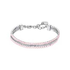 BRACCIALE TENNIS DONNA IN ACCIAIO CON CRISTALLI ROSA