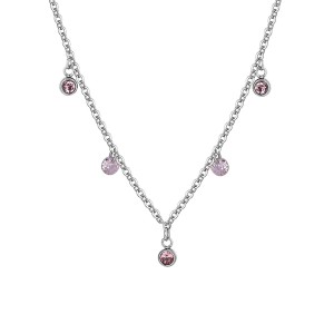 COLLANA DONNA IN ACCIAIO CON CRISTALLI ROSA