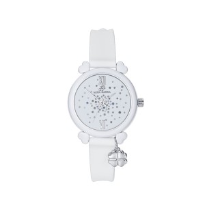 Orologio Donna in Silicone Bianco con Cristalli Multicolore