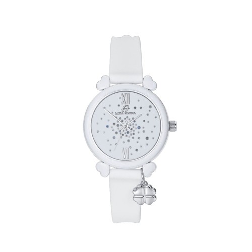 Orologio Donna in Silicone Bianco con Cristalli Multicolore