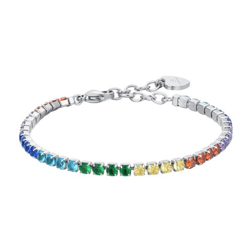 BRACCIALE TENNIS DONNA IN ACCIAIO CON CRISTALLI ARCOBALENO