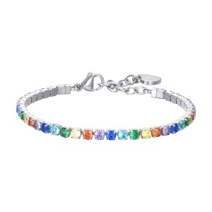 BRACCIALE TENNIS DONNA IN ACCIAIO CON CRISTALLI MULTICOLOR