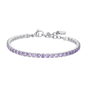 BRACCIALE TENNIS DONNA IN ACCIAIO CON CRISTALLI VIOLA