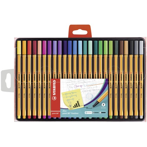 Fineliner - STABILO point 88 - Astuccio con 25 colori assortiti