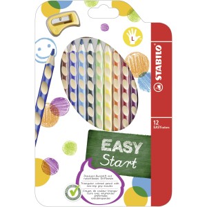 Matita colorata Ergonomica - STABILO EASYcolors - per Mancini - Astuccio da 12 + temperino - Colori assortiti