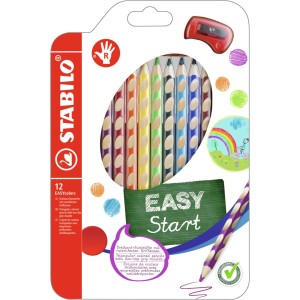 Matita colorata Ergonomica - STABILO EASYcolors - per Destrimani - Astuccio da 12 + temperino - Colori assortiti