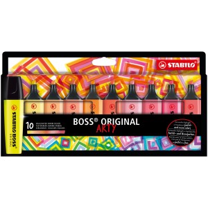 Evidenziatore - STABILO BOSS ORIGINAL - ARTY - Warm Colors - Astuccio da 10 - Colori assortiti