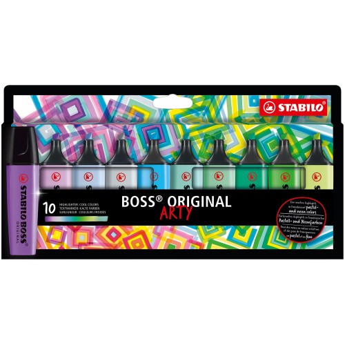 Evidenziatore - STABILO BOSS ORIGINAL - ARTY - Cool Colors - Astuccio da 10 - Colori assortiti