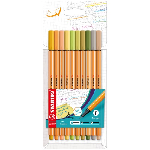 Fineliner - STABILO point 88 - Astuccio da 10 - Soft Colors - Colori assortiti