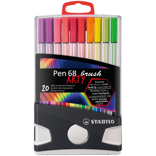 Pennarello Premium con punta a pennello - STABILO Pen 68 brush Colorparade - ARTY - Astuccio da 20 - Colori assortiti