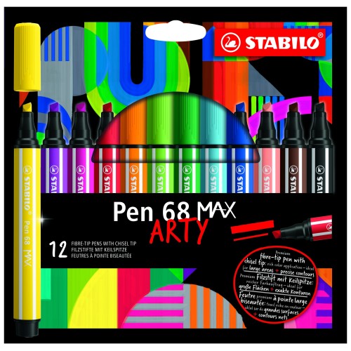 Pennarello Premium a tratto doppio (1 + 5 mm) - STABILO Pen 68 MAX - ARTY - Astuccio da 12 - Colori assortiti