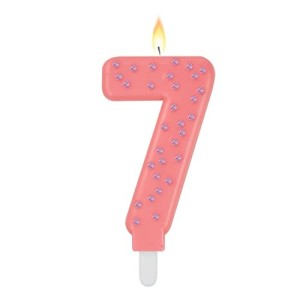 MAXI CAKE CANDLE - NUMBER 7 - PINK