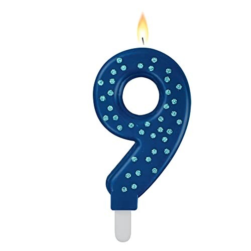 MAXI CAKE CANDLE - NUMBER 9 - BLUE