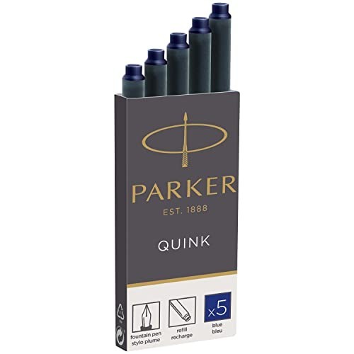 5 Cartucce Refill Parker Fountain Pen Blu