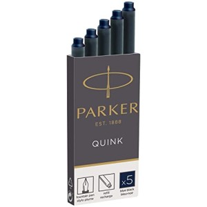 5 Cartucce Refill Parker Fountain Pen Blu/Nero