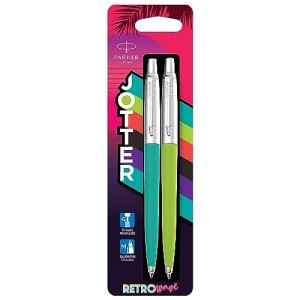 Kit 2 Penne Parker Jotter Originals Sfera, Inchiostro Blu, Blu Caraibi e Verde Lime Retrowave