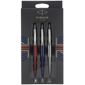 Kit 3 Penne Parker Jotter Sfera London, Portamine Meccanico, Penna Sfera Blu e Penna Gel Rossa