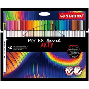 Pennarello Premium con punta a pennello - STABILO Pen 68 brush - ARTY - Astuccio da 30 - Colori assortiti