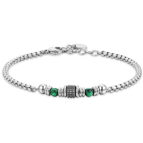 BRACCIALE UOMO IN ACCIAIO CON MALACHITE VERDE