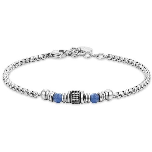 BRACCIALE UOMO IN ACCIAIO CON SODALITE BLU