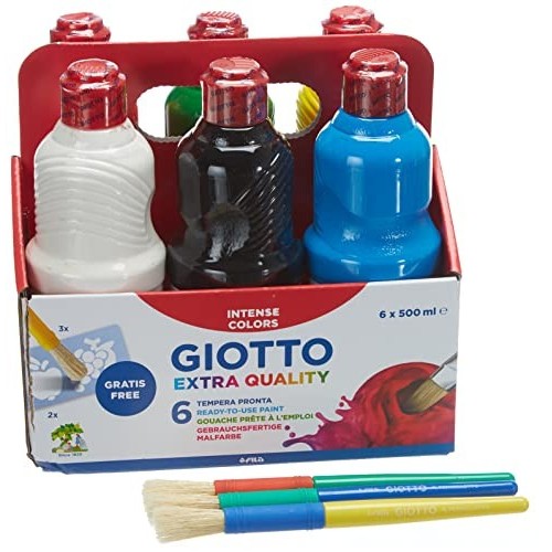 Giotto - Set 6 Flaconi di Tempera 500ml Paint