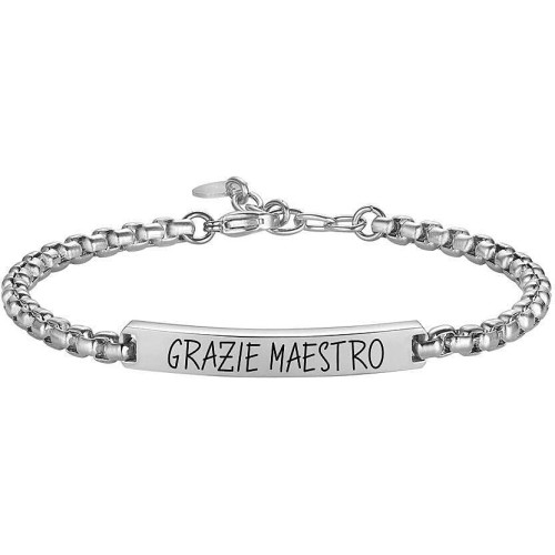 BRACCIALE UOMO IN ACCIAIO GRAZIE MAESTRO CON PIASTRA