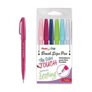 Astuccio 6 Brush Sign Pen Funny Pentel