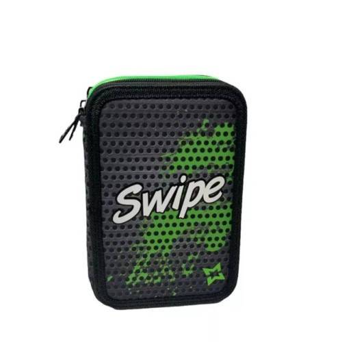 Astuccio 3 Zip Swipe Nero-Verde