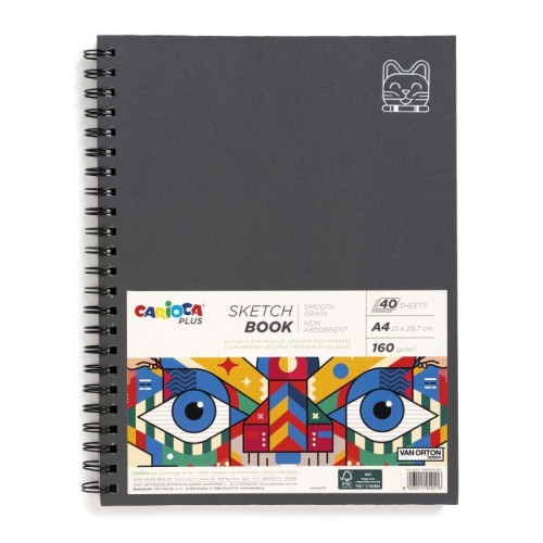 Carioca Plus - Blocco Sketchbook A4 40f 160gr Spiralato Made in Italy