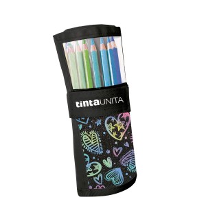 Rotolo Tinta Unita 24 Pastelli+ Matita Glamour Cuori