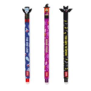 Set 3 Penne Cancellabili Legami Nera-Viola-Rossa Limited Edition The Boo Crew