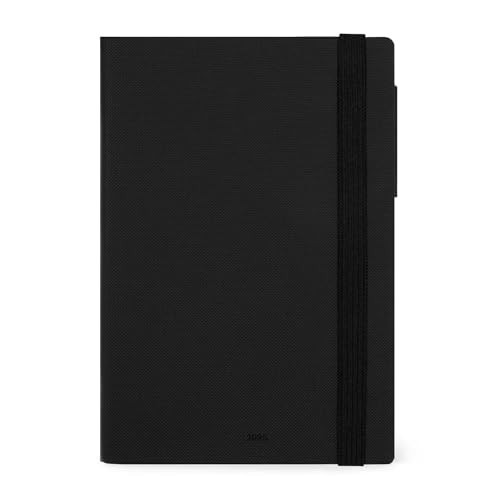 Legami - Agenda Giornaliera Grande, 12 Mesi Large,Chiusura con Elastico, Taschina Finale, Rubrica, 17 x 24 cm, Black Diamond