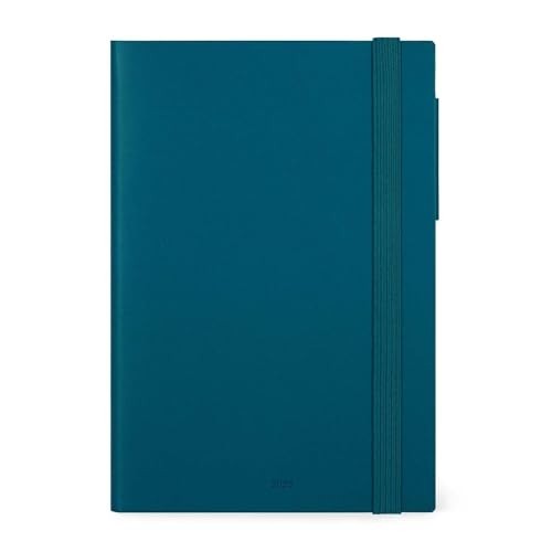 Legami - Agenda Giornaliera Grande, 12 Mesi Large, Chiusura con Elastico, Taschina Finale, Rubrica, 17 x 24 cm, Teal Blue