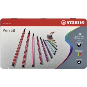 Pennarello Premium - STABILO Pen 68 - Scatola in Metallo da 50 - Colori assortiti